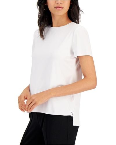 Alfani Petite Step-hem T-shirt, Created For Macy's - White