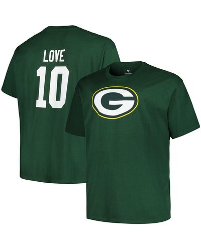Fanatics Jordan Love Bay Packers Big And Tall Player Name And Number T-shirt - Green
