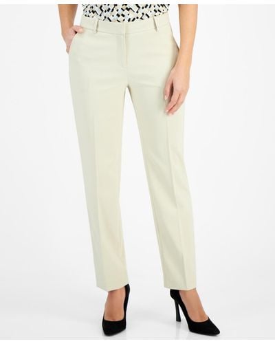 Anne Klein Straight-leg Mid-rise Ankle Pants - Natural