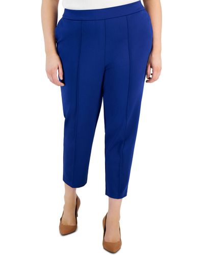 Tahari Plus Size Ponte Mid-rise Front-seamed Pants - Blue