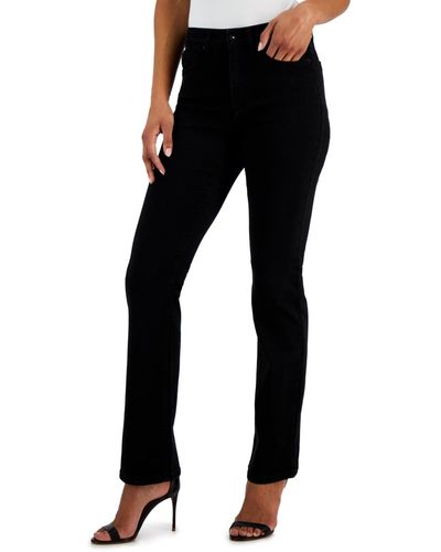 Anne Klein High Rise Front-fly Bootcut Jeans - Black