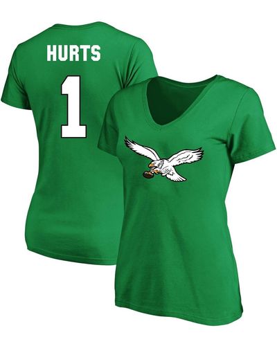Fanatics Jalen Hurts Philadelphia Eagles Plus Size Throwback Player Name And Number V-neck T-shirt - Green