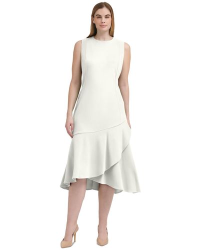Calvin Klein Flounce-hem Sleeveless Midi Dress - White
