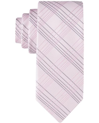 Calvin Klein Tonal Linear Grid Tie - Pink