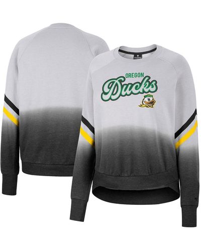 Colosseum Athletics Oregon Ducks Cue Cards Dip-dye Raglan Pullover Sweatshirt - Gray