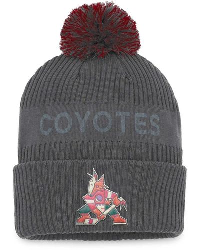 Fanatics Arizona Coyotes Authentic Pro Home Ice Cuffed Knit Hat - Gray