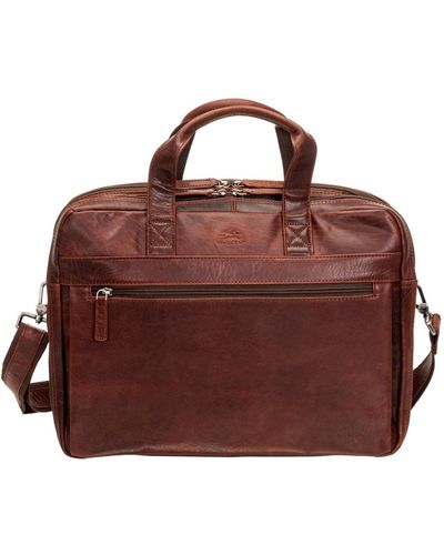 Mancini Buffalo Double Compartment Briefcase For 15.6" Laptop And Tablet - Brown