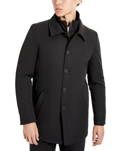 Kenneth Cole Filled Button-front Trench Coat - Black