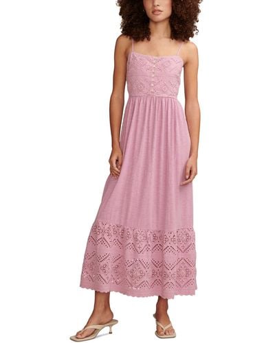 Lucky Brand Cotton Cutwork Sleeveless Maxi Dress - Pink
