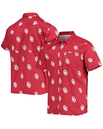 Columbia Oklahoma Sooners Super Slack Tide Omni-shade Button-up Shirt - Red
