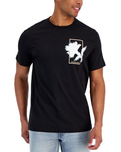 Michael Kors Short Sleeve Floral Graphic T-shirt - Black