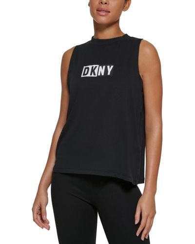 DKNY Sports Two Tone Logo Print Tank Top - Black
