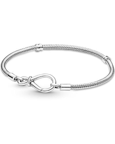 PANDORA Moments Sterling Infinity Knot Snake Chain Bracelet - White