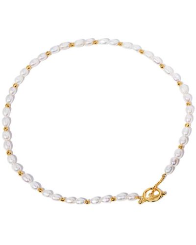Little Sky Stone Freshwater Pearl Bead Choker Necklace - Metallic