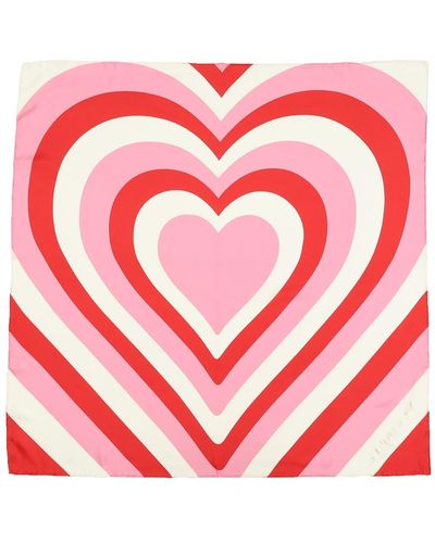 Kate Spade Oversized Heart Silk Square Scarf - Pink
