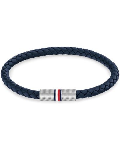 Tommy Hilfiger Leather Braided Bracelet - Blue