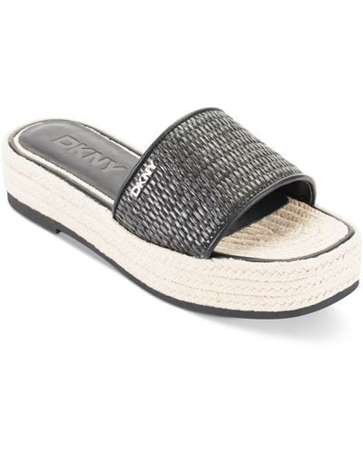 DKNY Fiorella Platform Slide Sandals - Gray