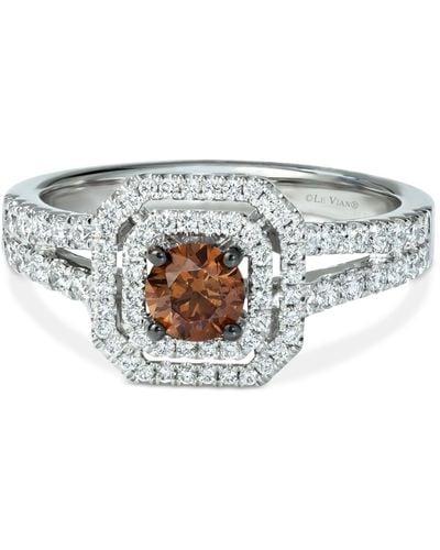 Le Vian Couture® Chocolate Diamond & Vanilla Diamond Halo Ring (1 Ct. T.w.) In Platinum - White