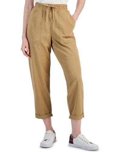 Tommy Hilfiger High Rise Cuffed Twill Pants - Natural