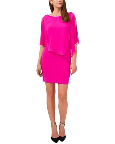 Msk Petite Cape-overlay Sheath Dress - Pink