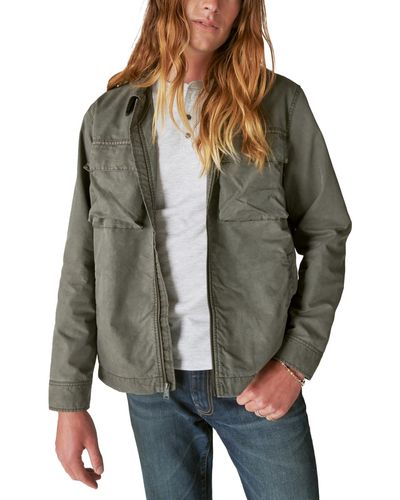 Lucky Brand Fleece-lined Zip-front Shirt Jacket - Gray
