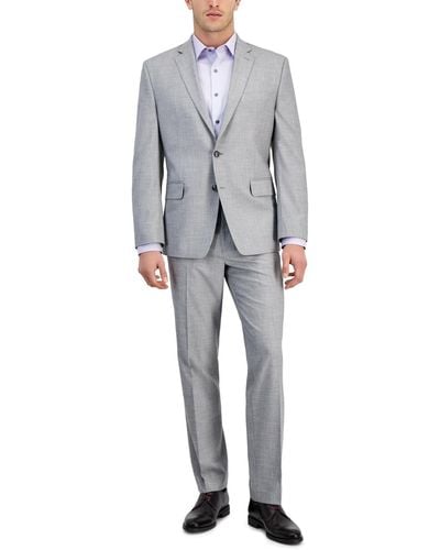Perry Ellis Modern-fit Solid Nested Suits - Gray