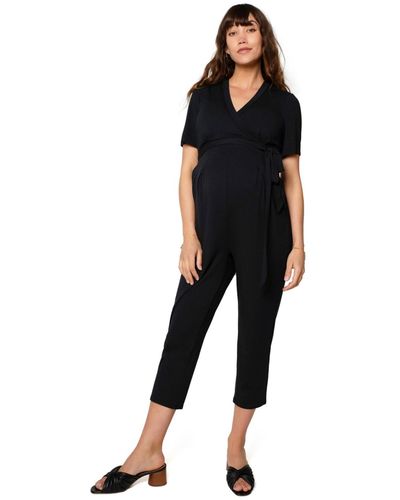 Ingrid & Isabel Maternity Everywear Short Sleeve Jumpsuit - Black