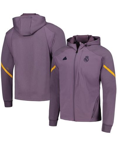 adidas Real Madrid Designed For Gameday Raglan Full-zip Hoodie Jacket - Purple