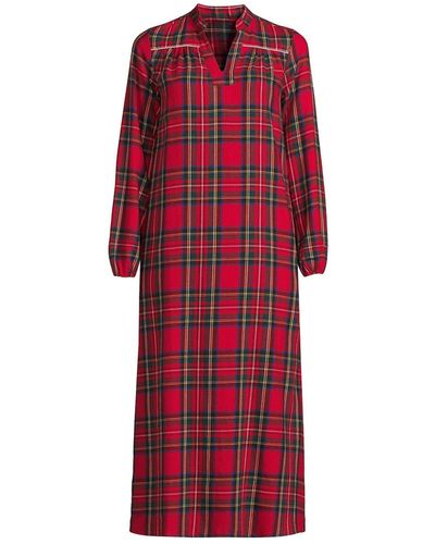 Lands' End Long Sleeve Flannel Nightgown - Red