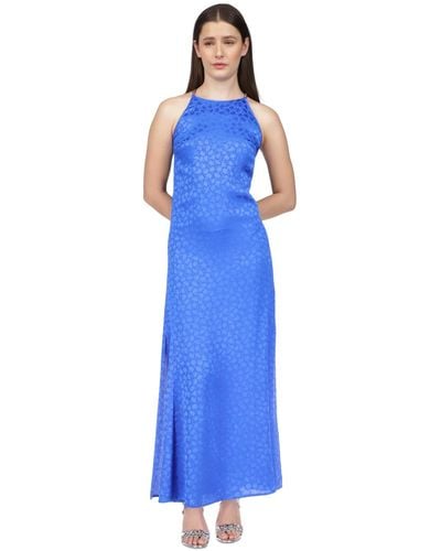 Michael Kors Michael Fleur Jacquard Print Chain-detail Dress - Blue