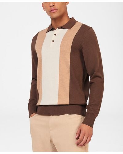 Ben Sherman Block Stripe Polo Shirt - Brown