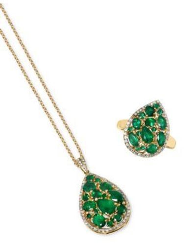 Effy Effy Diamond Statement Ring Pendant Necklace Earrings Collection In 14k Gold - Green
