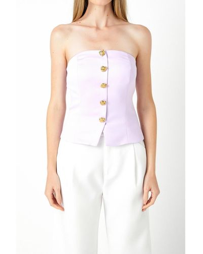 Endless Rose Strapless Button Accent Corset - White