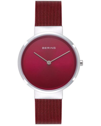 Bering Classic Stainless Steel Mesh Bracelet Watch 31mm - Red
