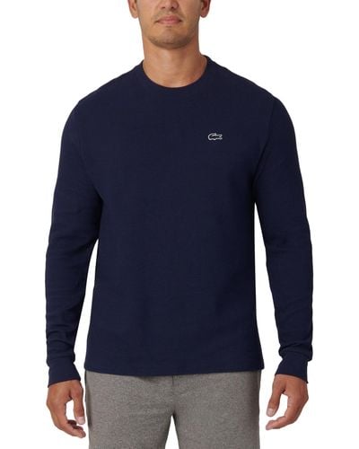 Lacoste Waffle-knit Thermal Sleep Shirt - Blue