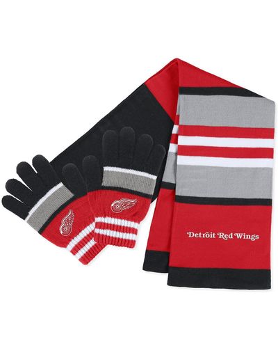 WEAR by Erin Andrews Detroit Red Wings Stripe Glove And Scarf Set