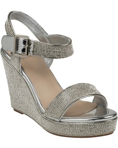 Gc Shoes Betty Embellished Wedge Slingback Wedge Sandals - Metallic