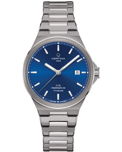 Certina Swiss Automatic Ds-7 Powermatic 80 Titanium Bracelet Watch 39mm - Blue