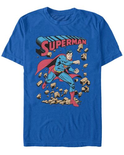 Fifth Sun Dc Superman Rock Punch Short Sleeve T-shirt - Blue