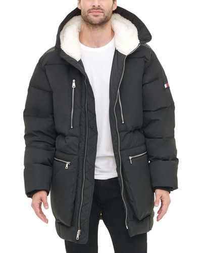 Tommy Hilfiger Heavyweight Quilted Sherpa Hooded Parka - Black