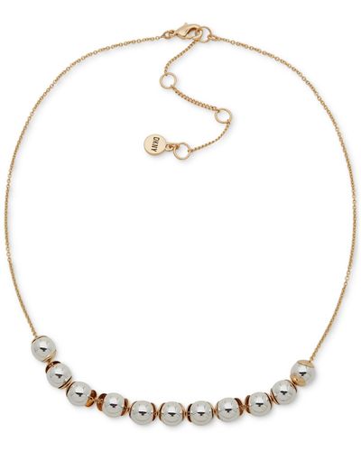 DKNY Two-tone Bead Statement Necklace - Metallic