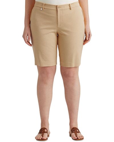 Lauren by Ralph Lauren Plus-size Stretch Cotton Shorts - Natural