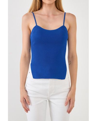 Endless Rose Elevated Corset Knit Cami - Blue