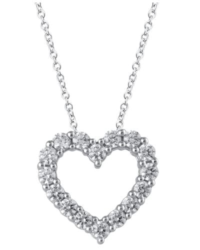 Macy's Diamond Heart 18" Pendant Necklace (1/2 Ct. T.w. - Metallic