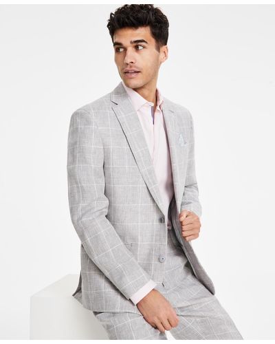 BarIII Slim-fit Stretch Linen Suit Separate Jacket - White