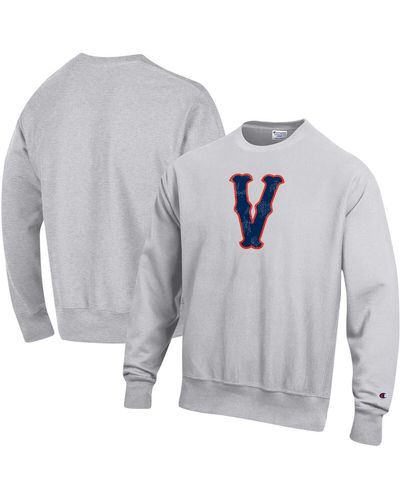 Champion Distressed Virginia Cavaliers Vintage-like Vault Logo Reverse Weave Pullover Sweatshirt - Gray