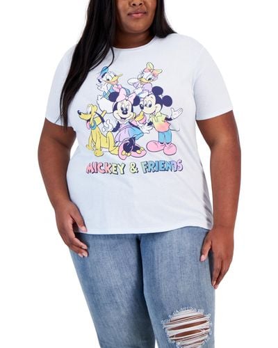 Disney Trendy Plus Size Mickey & Friends Graphic T-shirt - Blue