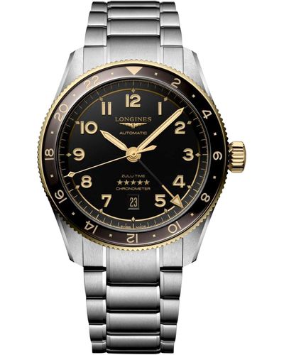 Longines Swiss Automatic Spirit Zulu Time Stainless Steel Bracelet Watch 42mm - Gray
