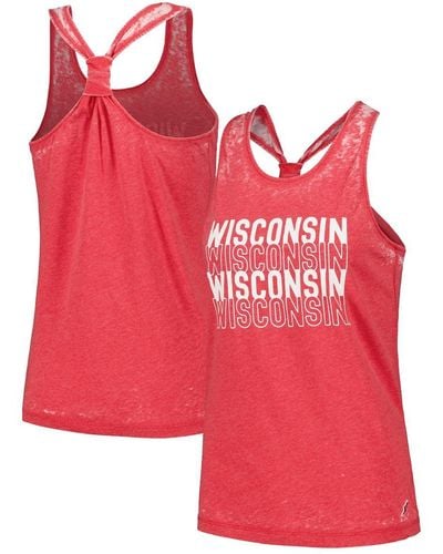 League Collegiate Wear Wisconsin Badgers Stacked Name Racerback Tank Top - Red