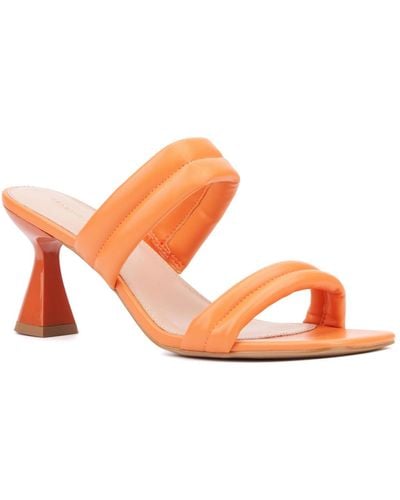 FASHION TO FIGURE Sophia Wide Width Heels Sandals - Orange